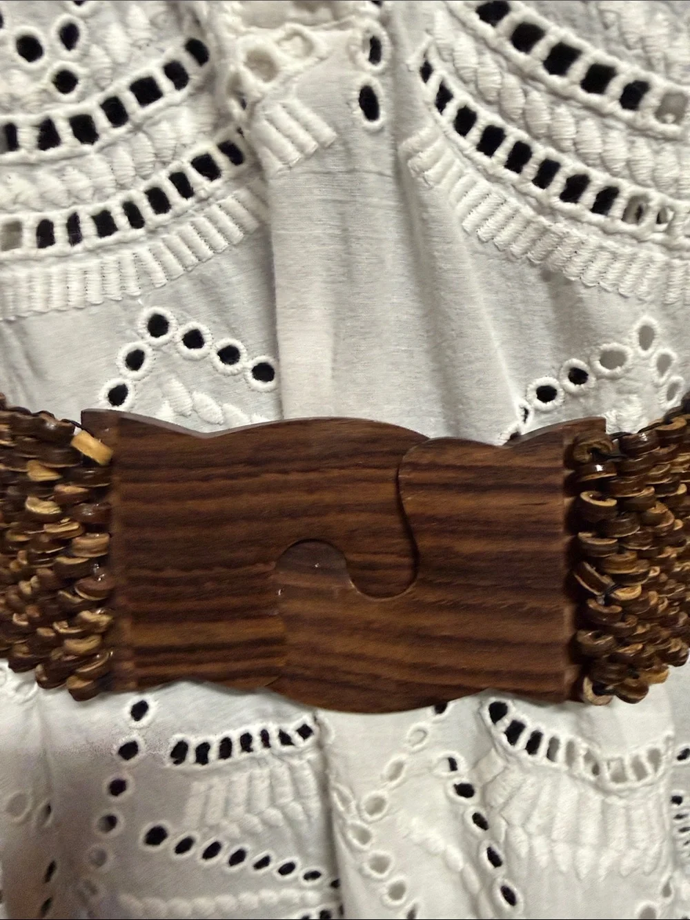 Vintage Wood Stretch Belt with Puzzle Buckle